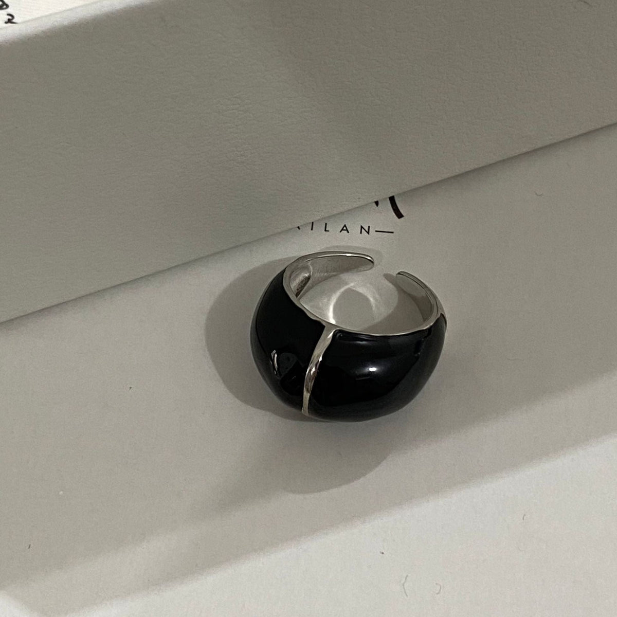 Glossy Enamel Statement Wide Ring — ring, view 4