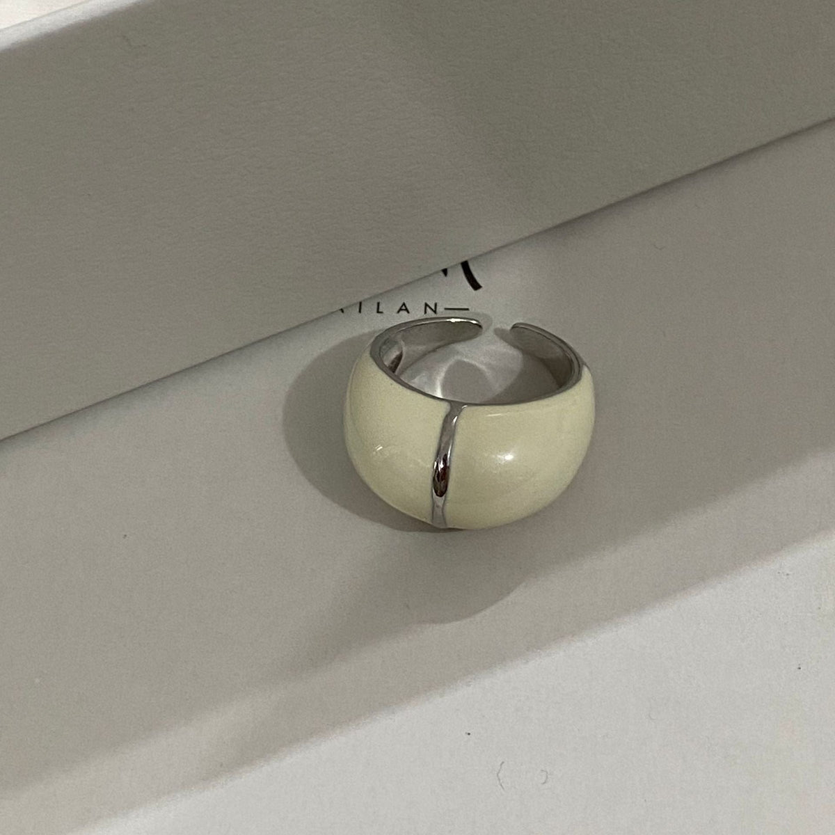 Glossy Enamel Statement Wide Ring — ring, view 5