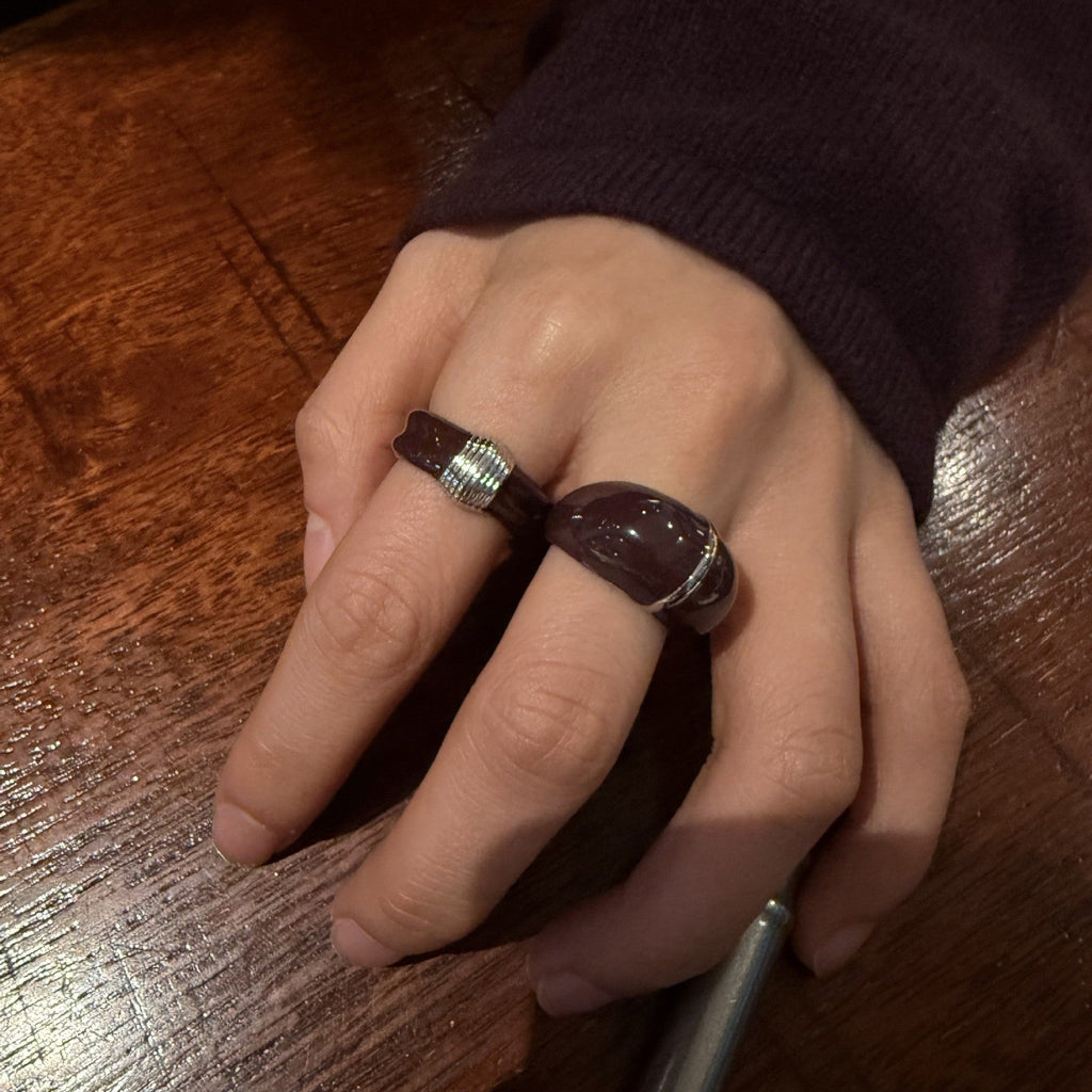 Glossy Enamel Statement Wide Ring — ring, view 8