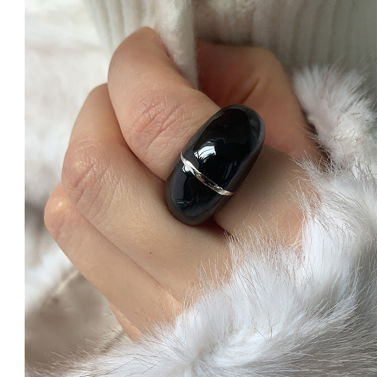 Glossy Enamel Statement Wide Ring — ring, view 9