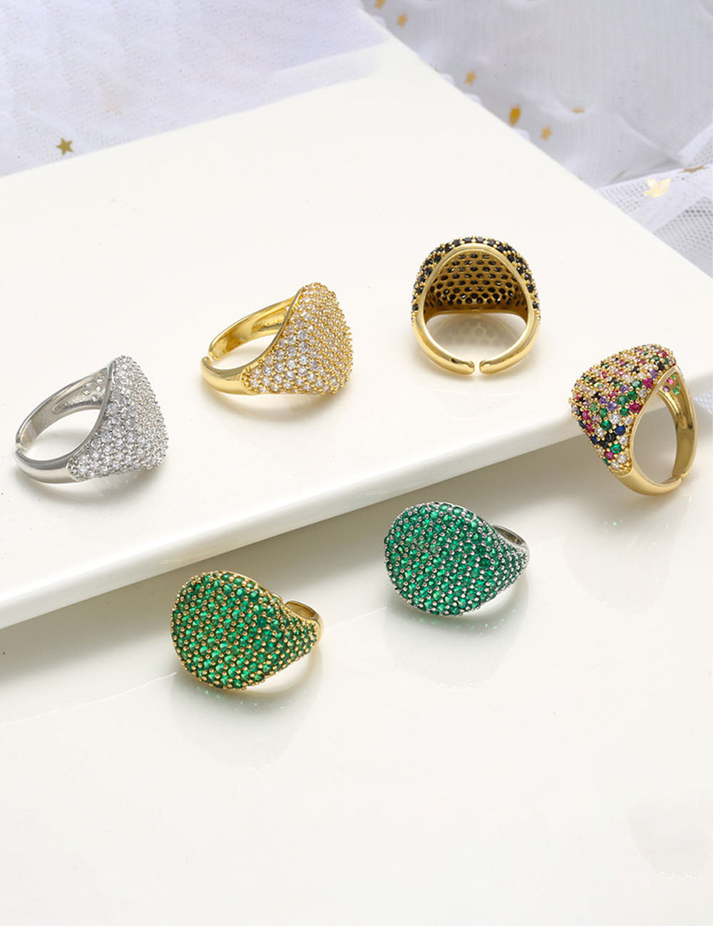 Multicolour Rhinestone Open Ring — ring