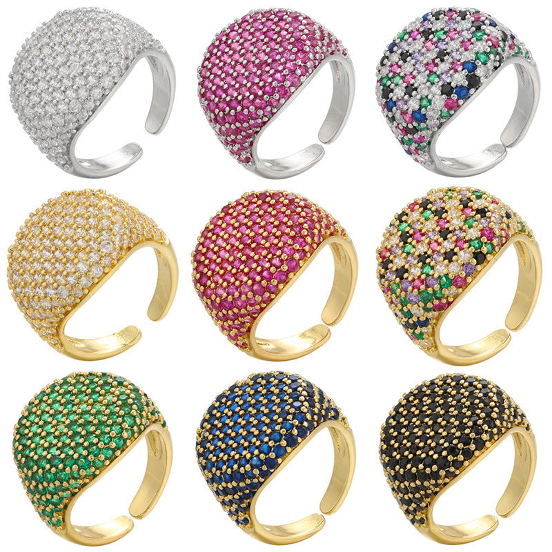 Multicolour Rhinestone Open Ring — ring, view 2