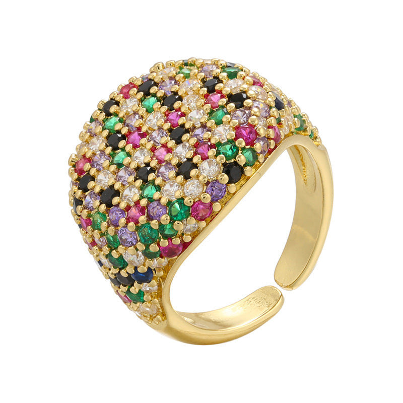 Multicolour Rhinestone Open Ring — ring, view 8