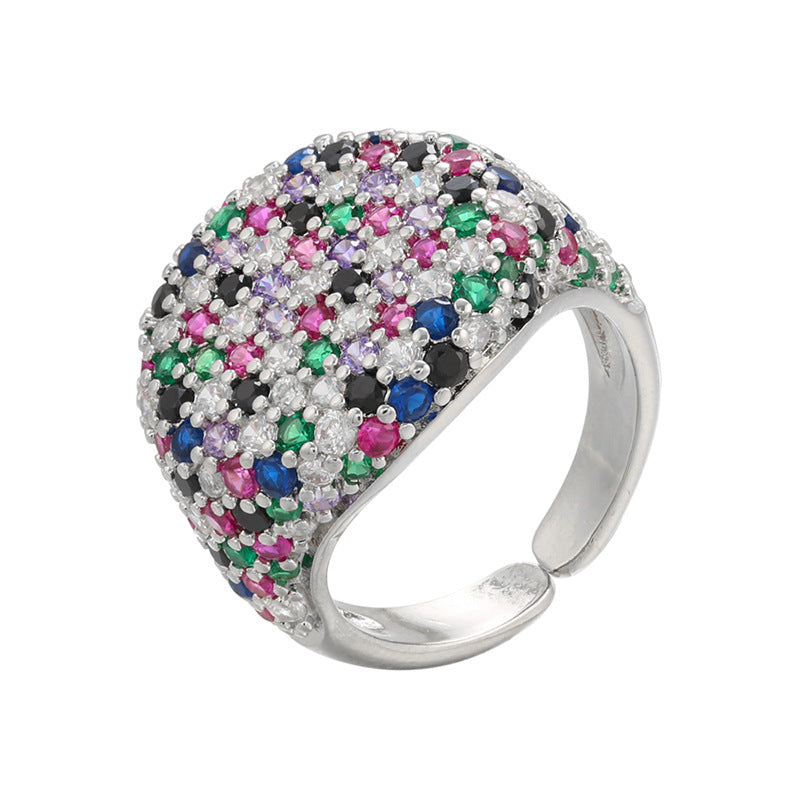 Multicolour Rhinestone Open Ring — ring, view 15