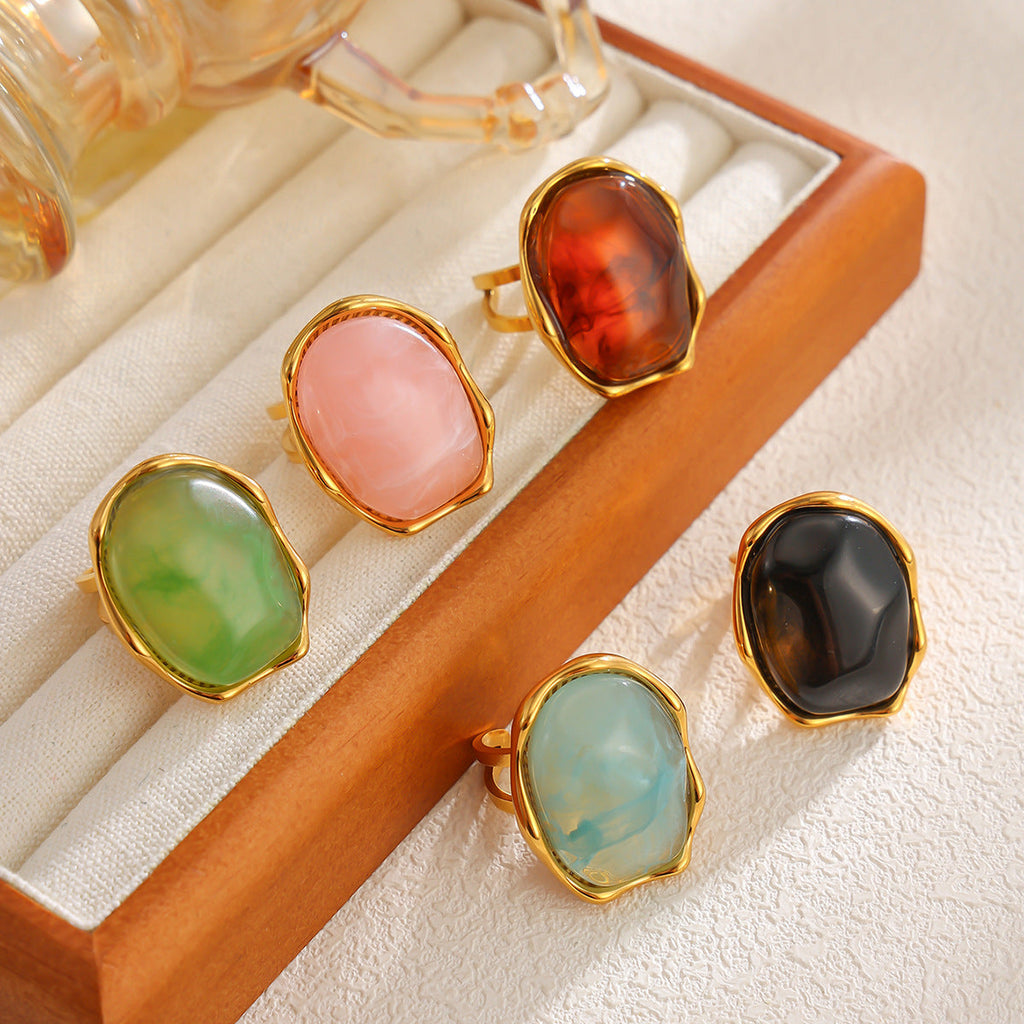 Marbled Resin Stackable Ring — ring, view 2