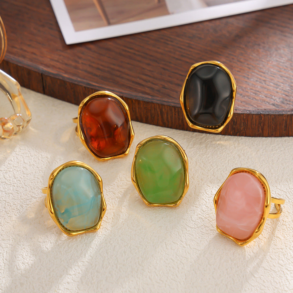Marbled Resin Stackable Ring — ring, view 3