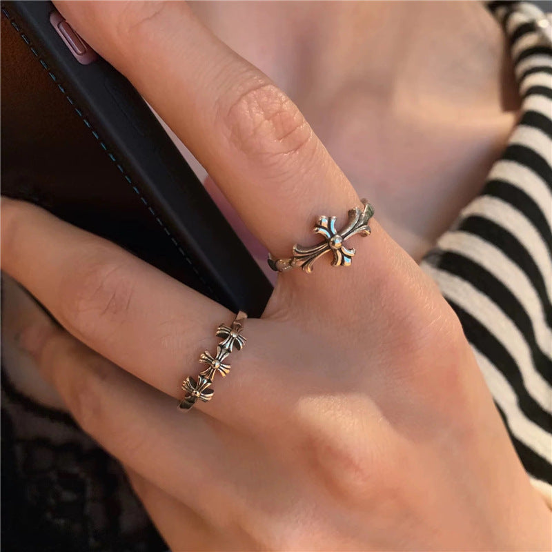 Punk Silver Cross Ring — ring, view 3