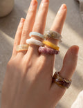 Irregular Resin Statement Ring Set — colorful ring