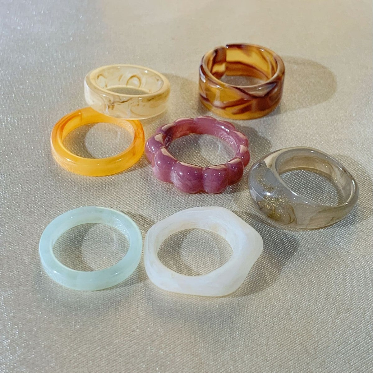Irregular Resin Statement Ring Set — colorful ring, view 2
