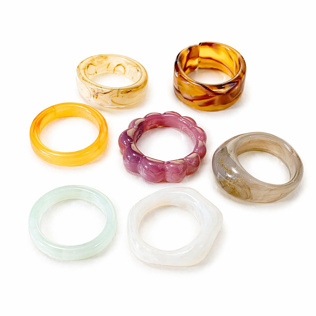 Irregular Resin Statement Ring Set — colorful ring, view 3