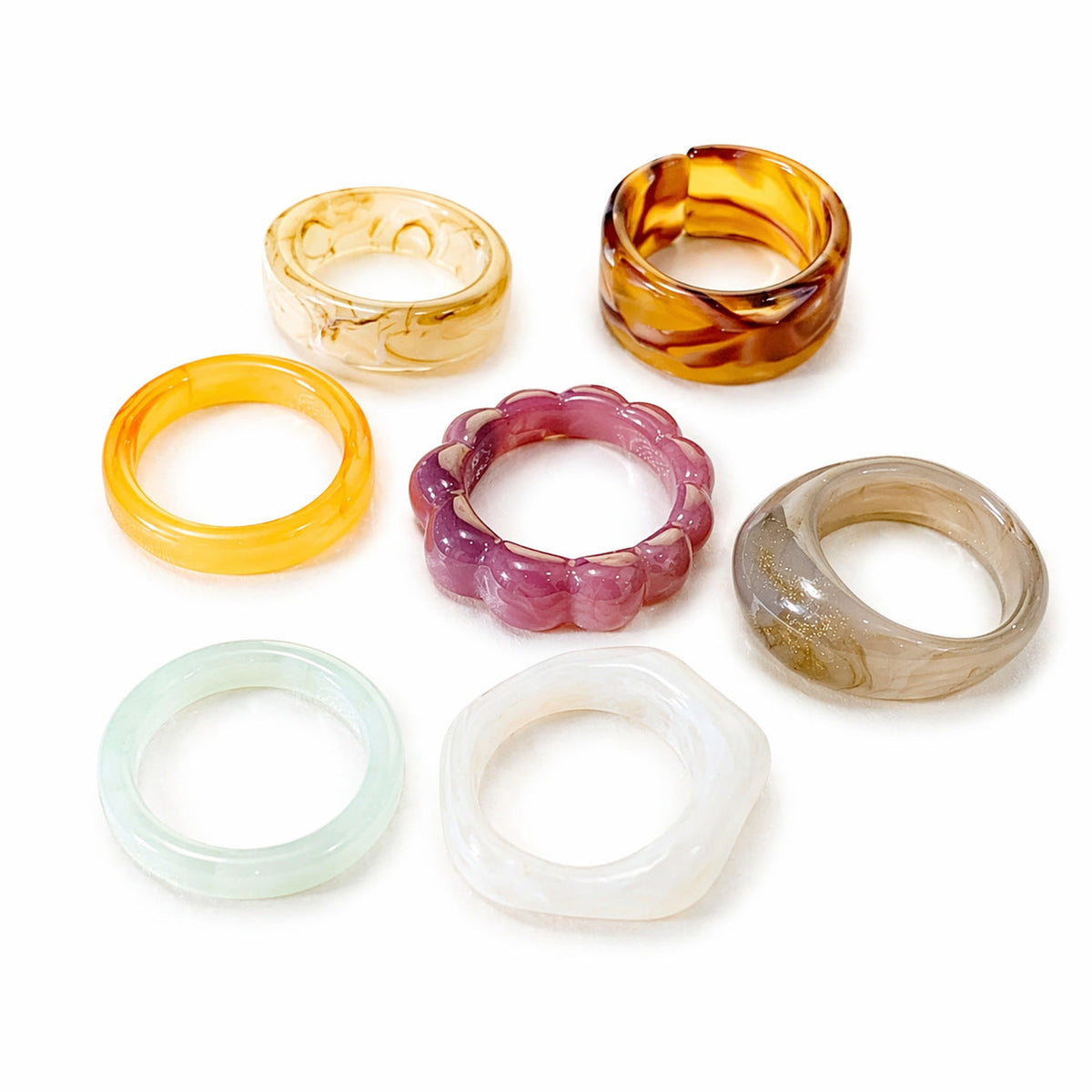 Irregular Resin Statement Ring Set — colorful ring, view 3
