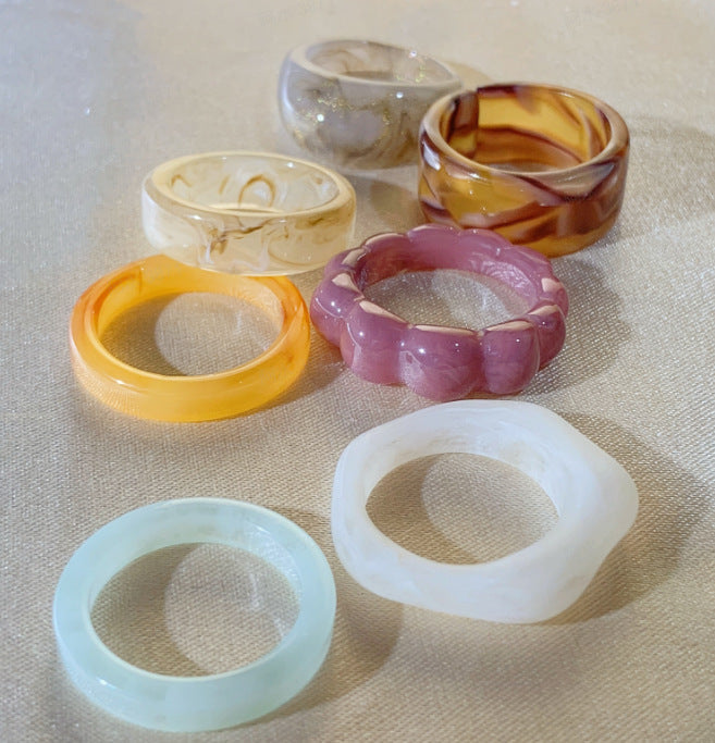 Irregular Resin Statement Ring Set — colorful ring, view 4