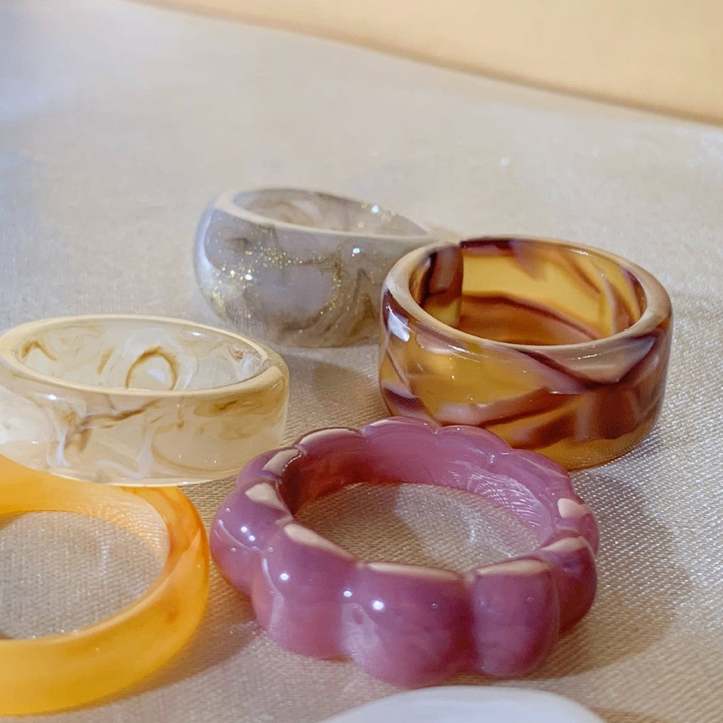 Irregular Resin Statement Ring Set — colorful ring, view 5
