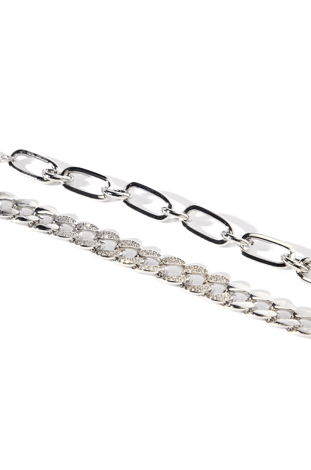 Layered Punk Rhinestone Bracelet — silver bracelet, view 3