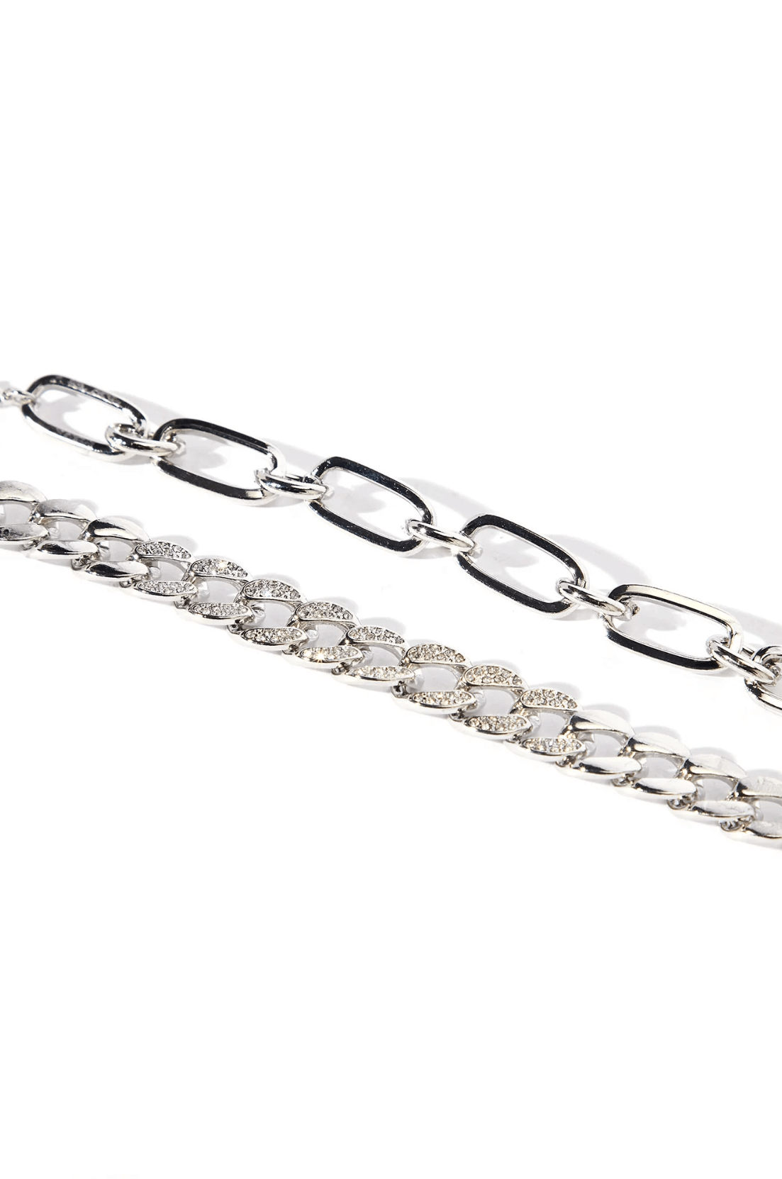 Layered Punk Rhinestone Bracelet — silver bracelet, view 3