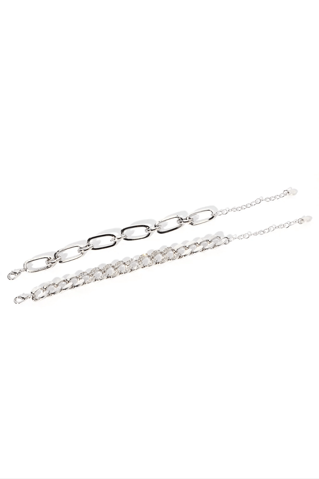 Layered Punk Rhinestone Bracelet — silver bracelet, view 4