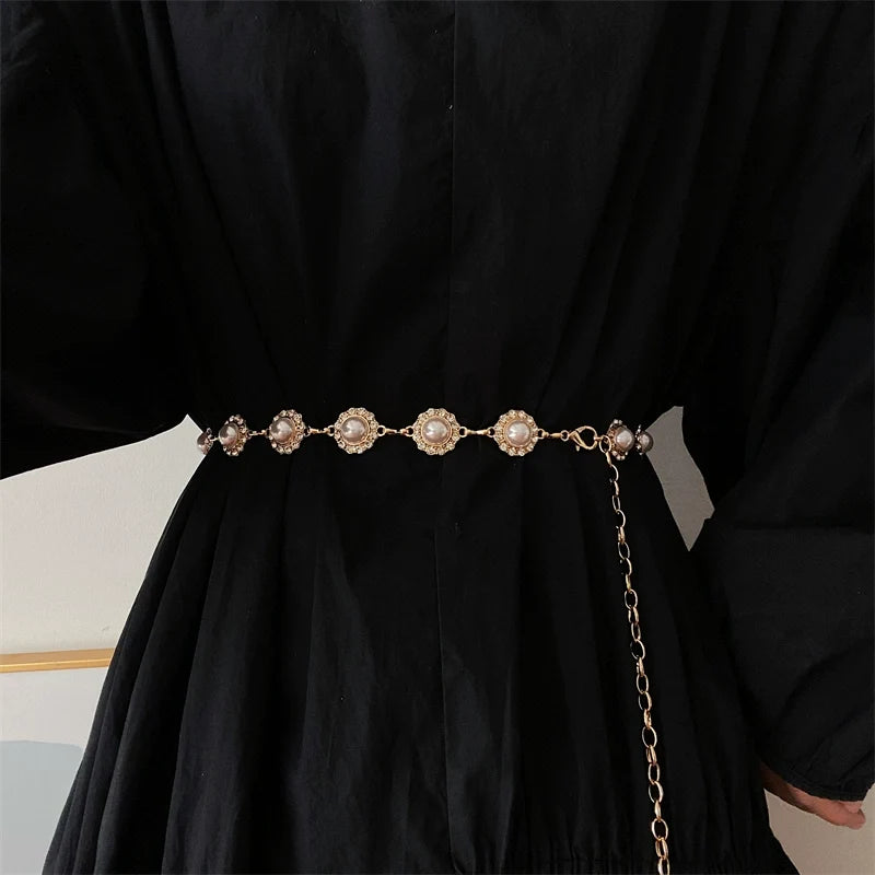 Pearl Waist Chain Belt — body chain, view 2