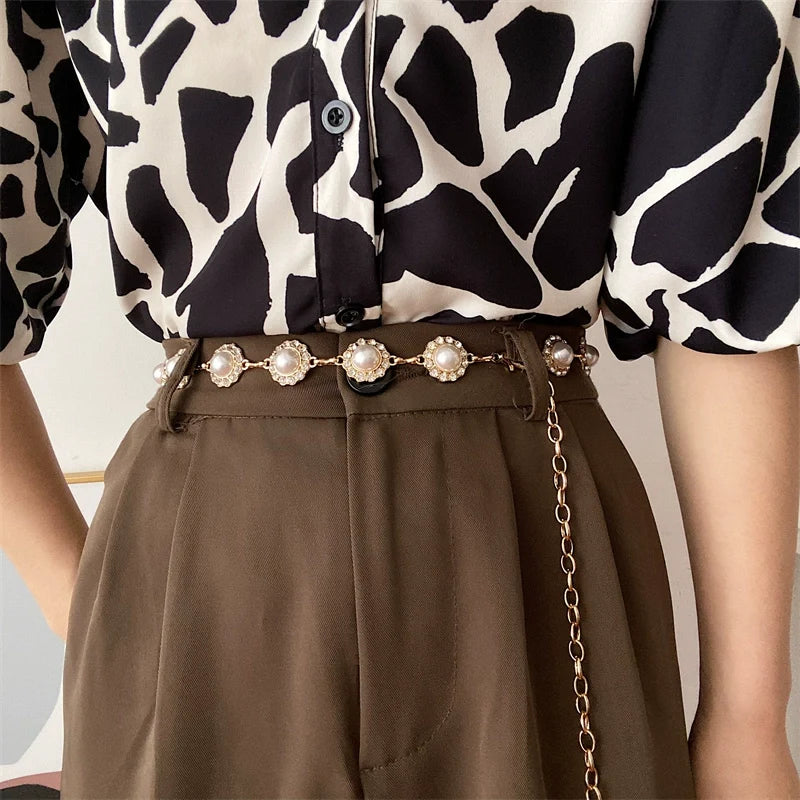 Pearl Waist Chain Belt — body chain, view 3