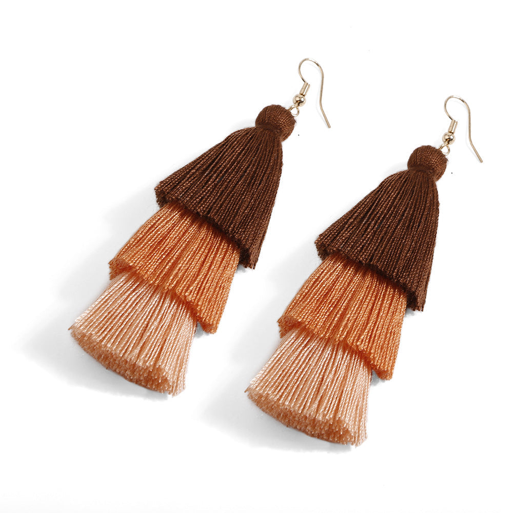 Gradient Tassel Shell Earrings — earrings, view 3