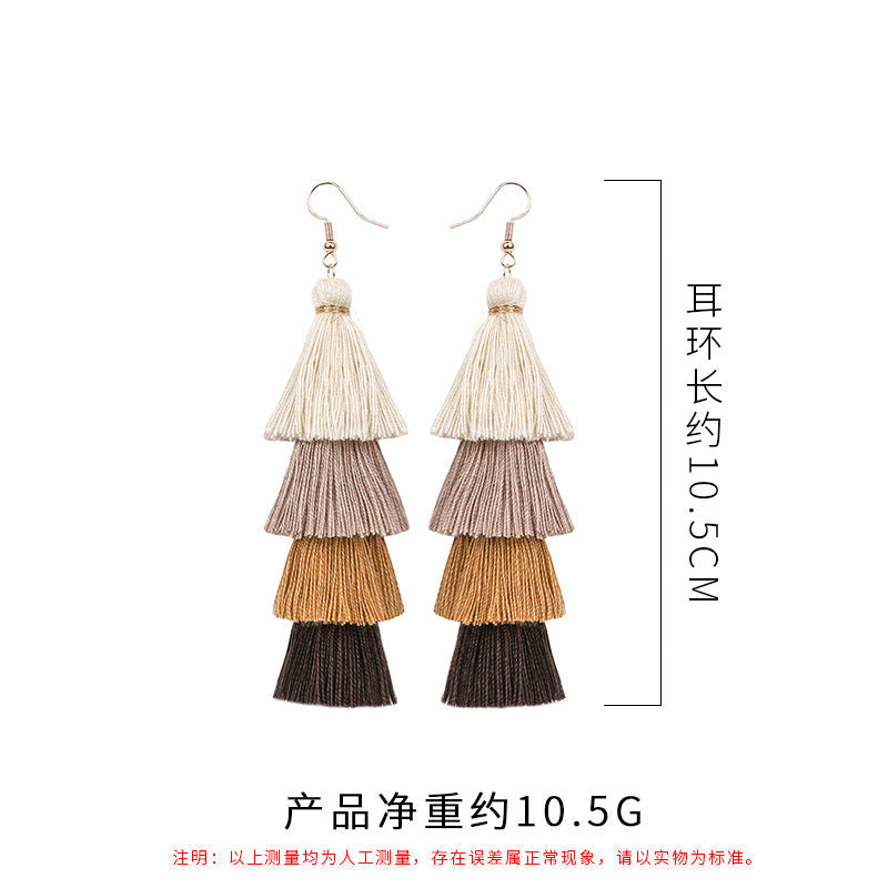 Gradient Tassel Shell Earrings — earrings, view 4