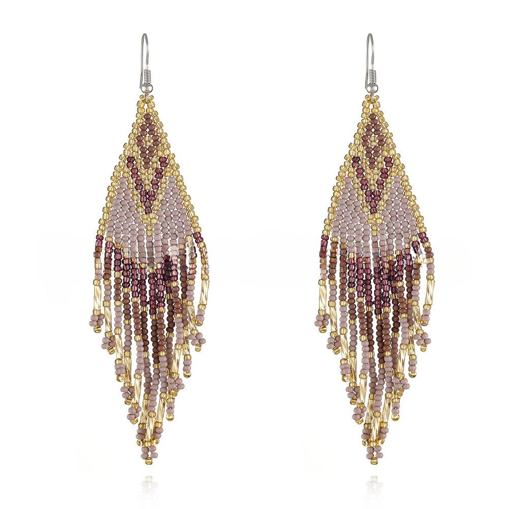 Beaded Tassel Long Earrings — earrings, view 5