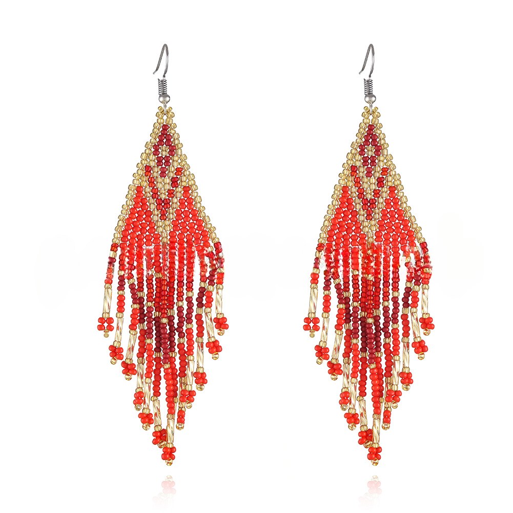 Beaded Tassel Long Earrings — earrings, view 6