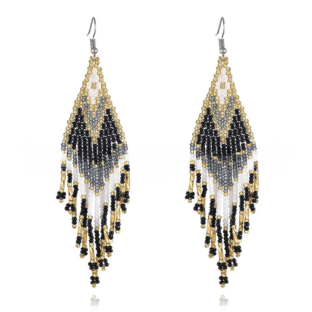 Beaded Tassel Long Earrings — earrings, view 7