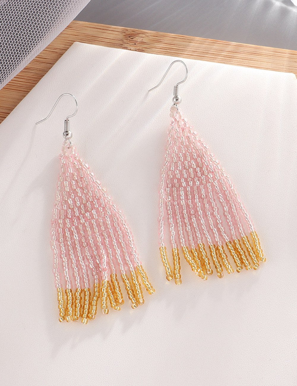Beaded Tassel Drop Earrings — earrings
