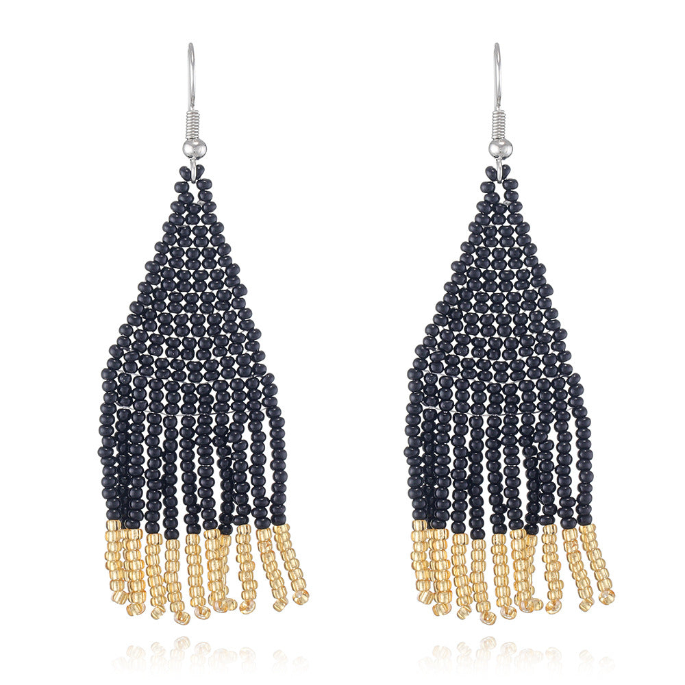Beaded Tassel Drop Earrings — earrings, view 4