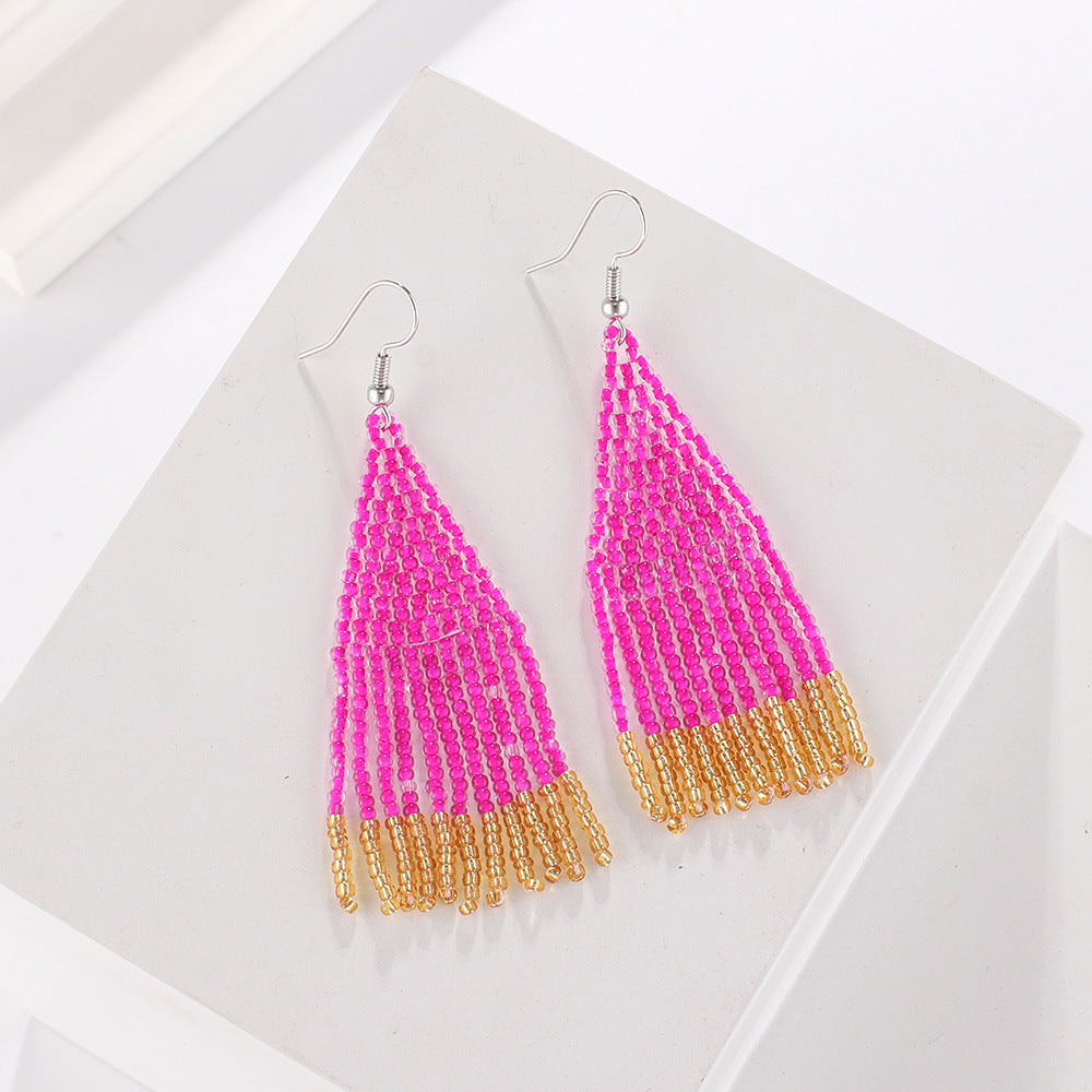 Beaded Tassel Drop Earrings — earrings, view 5