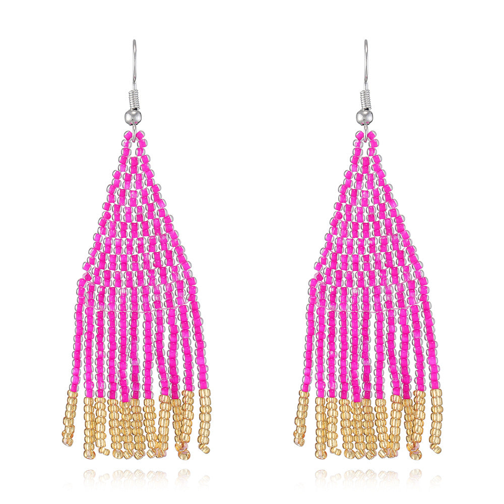 Beaded Tassel Drop Earrings — earrings, view 6