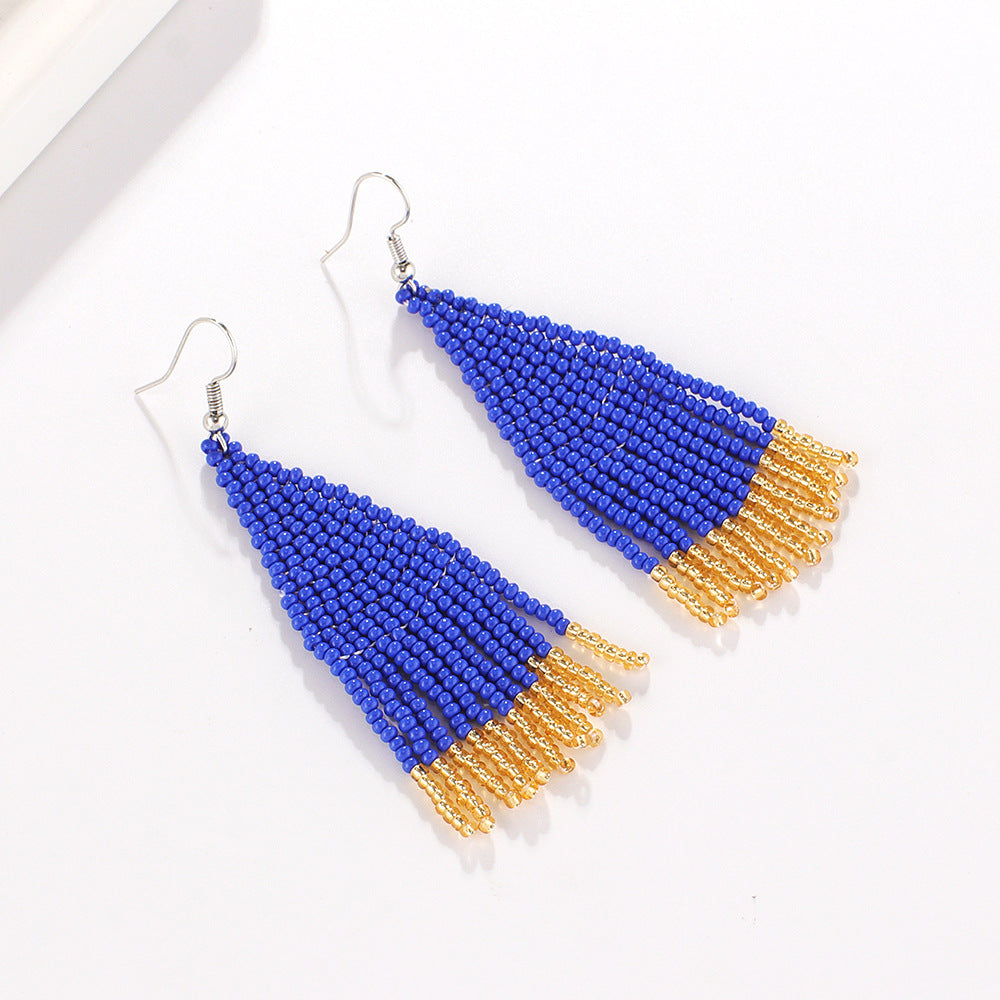 Beaded Tassel Drop Earrings — earrings, view 7