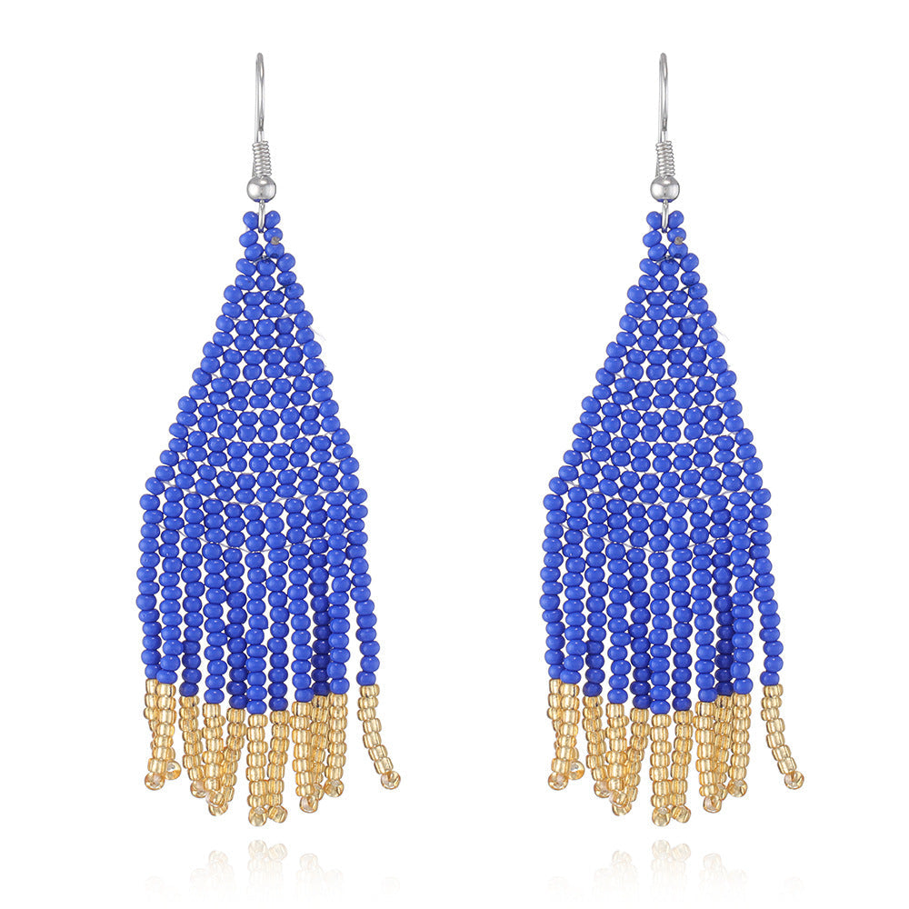 Beaded Tassel Drop Earrings — earrings, view 8