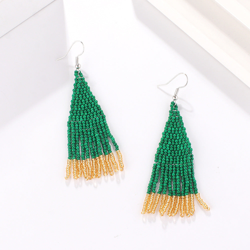 Beaded Tassel Drop Earrings — earrings, view 9