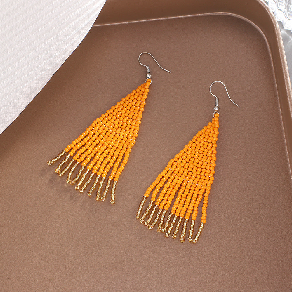 Beaded Tassel Drop Earrings — earrings, view 11
