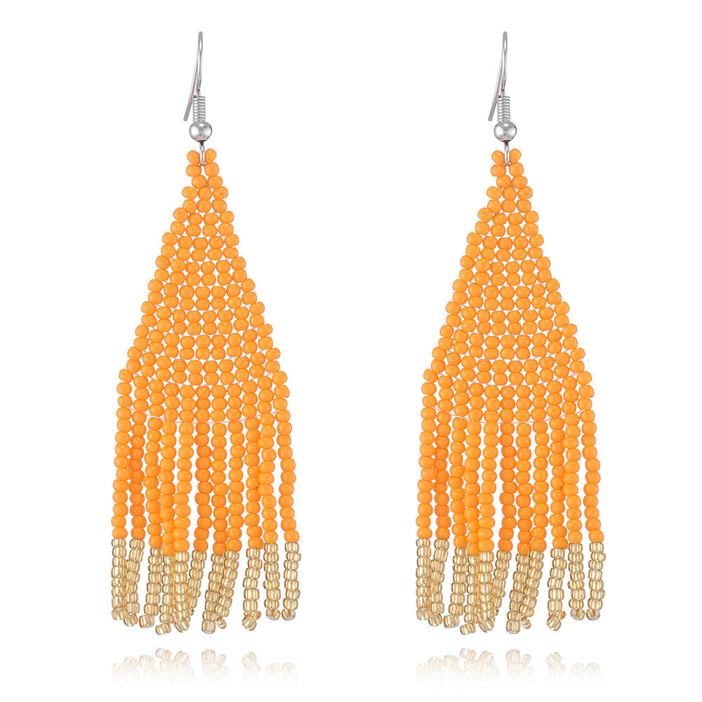 Beaded Tassel Drop Earrings — earrings, view 12