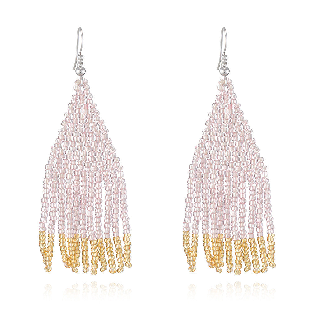 Beaded Tassel Drop Earrings — earrings, view 15