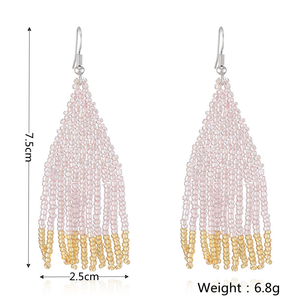 Beaded Tassel Drop Earrings — earrings, view 16