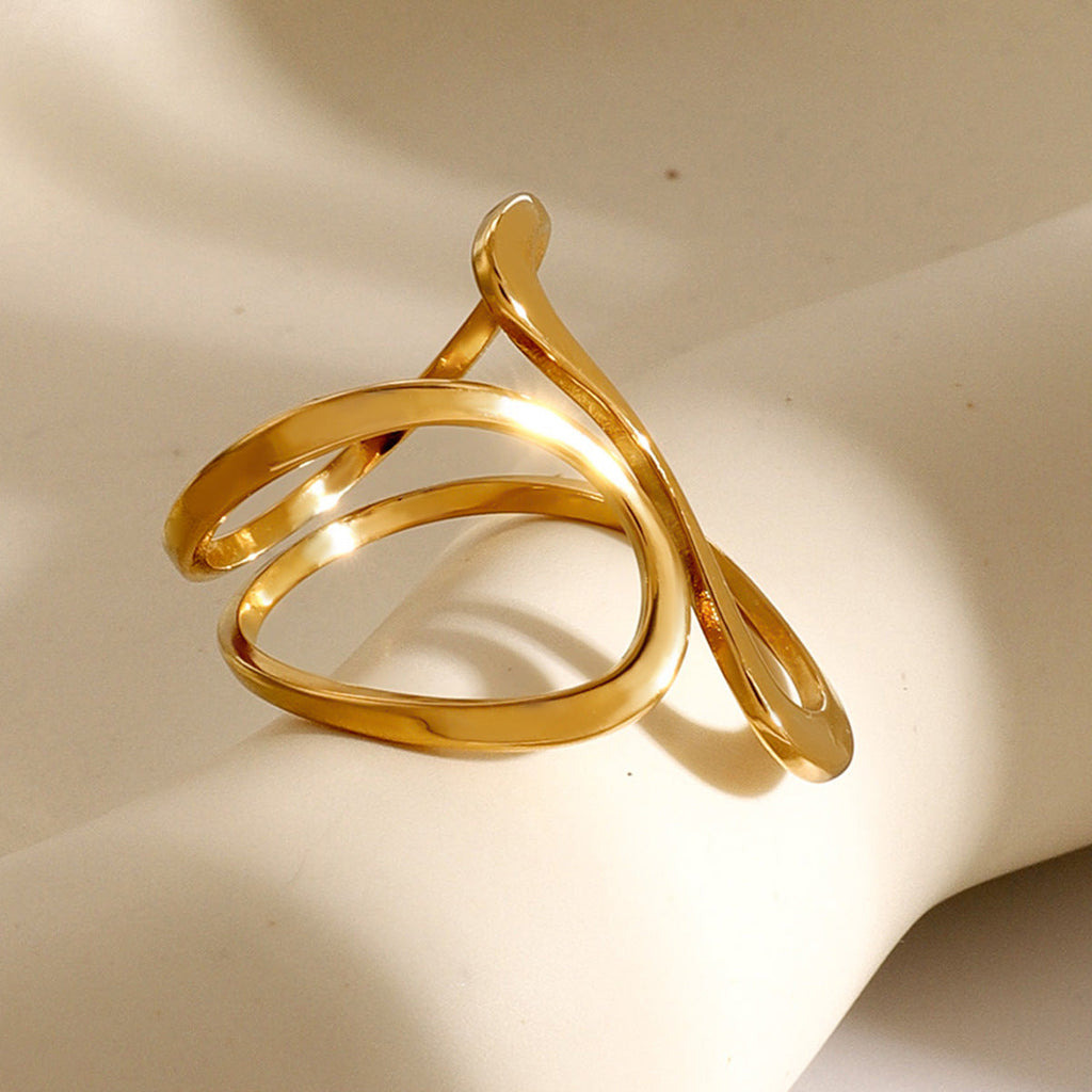 Irregular Cross Layered Ring — gold ring, view 2