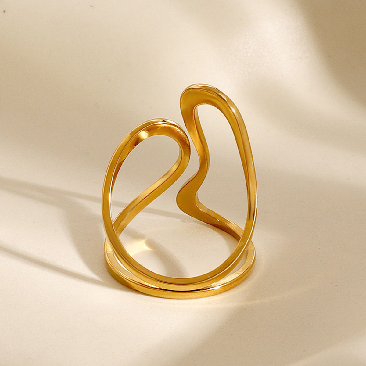 Irregular Cross Layered Ring — gold ring, view 3