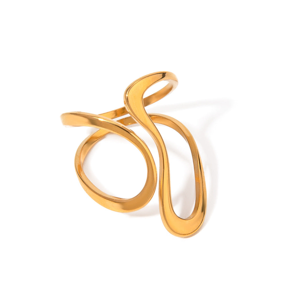 Irregular Cross Layered Ring — gold ring, view 5
