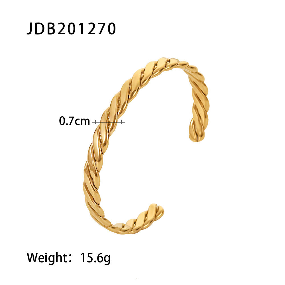 Zircon-Detail Steel Bangle — bracelet, view 9