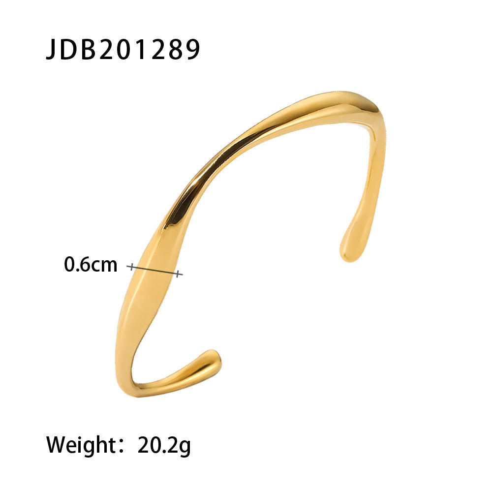 Zircon-Detail Steel Bangle — bracelet, view 13