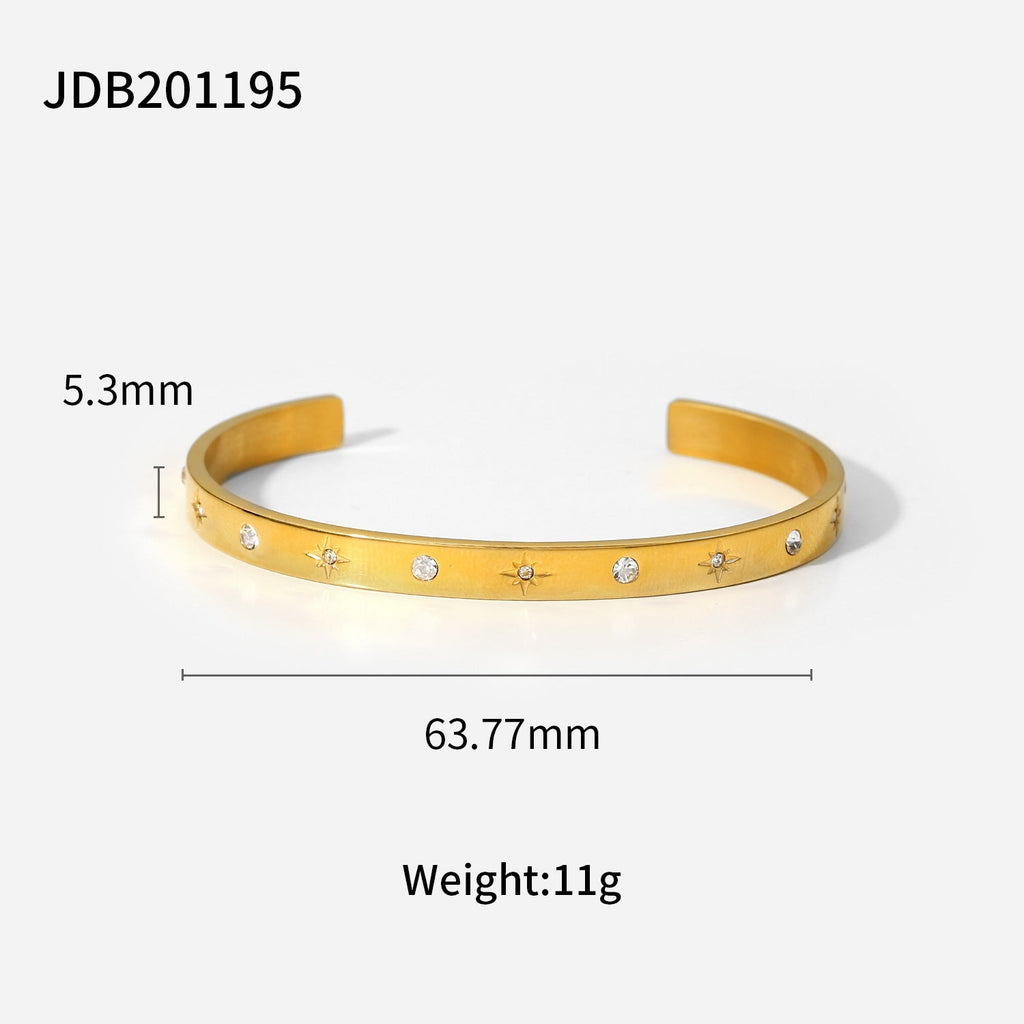 Zircon-Detail Steel Bangle — bracelet, view 15