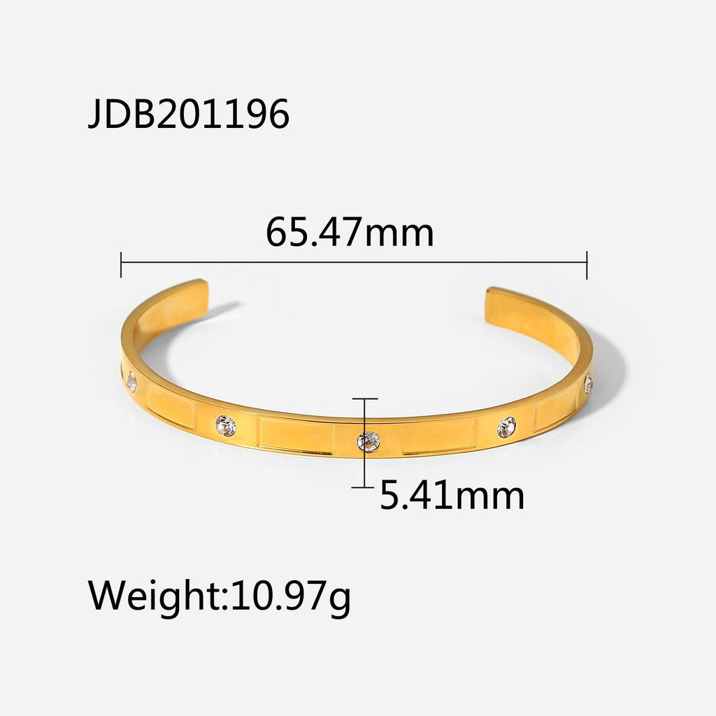 Zircon-Detail Steel Bangle — bracelet, view 16