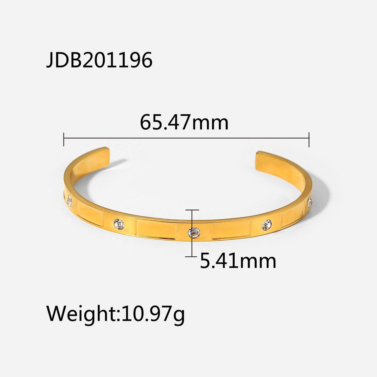 Zircon-Detail Steel Bangle — bracelet, view 16