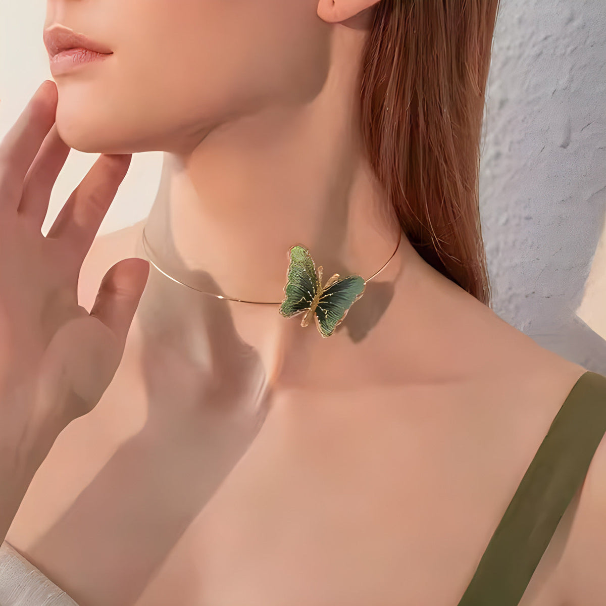 Embroidered Butterfly Choker Necklace — butterfly necklace, view 4