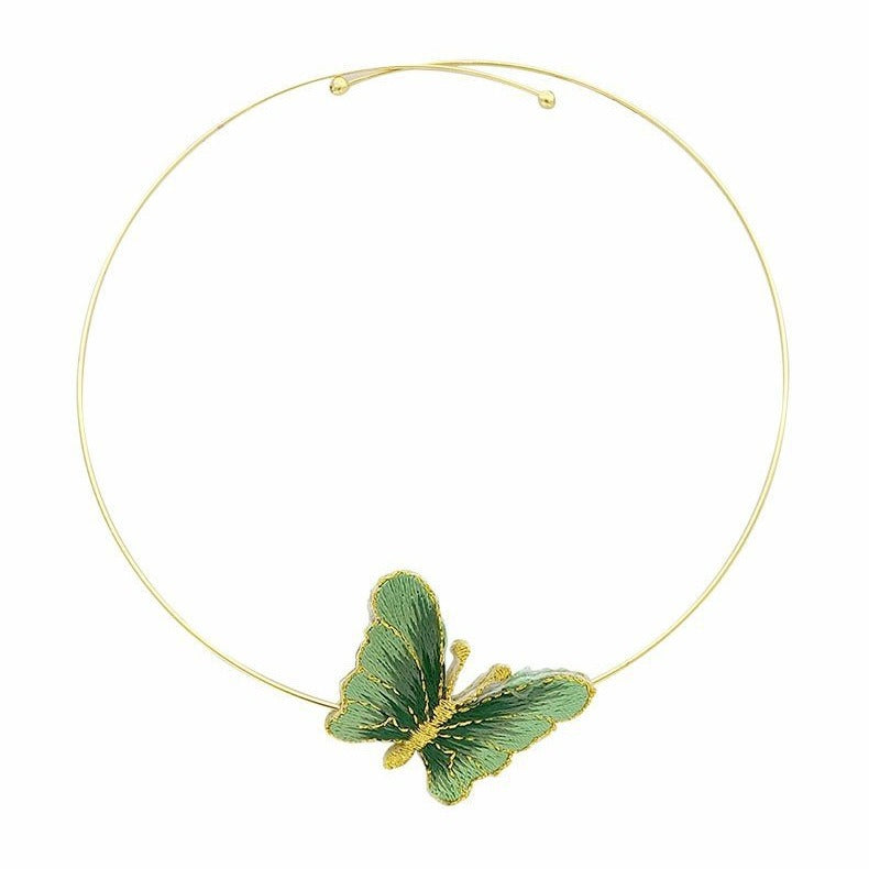 Embroidered Butterfly Choker Necklace — butterfly necklace, view 5