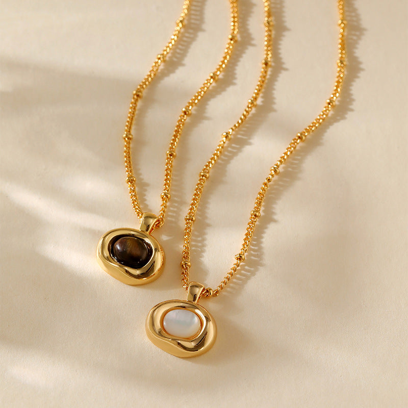 Shell Pearl Pendant Necklace — necklace, view 3