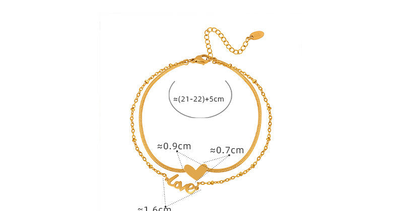 Letter and Love Pendant Anklet — gold anklet, view 6